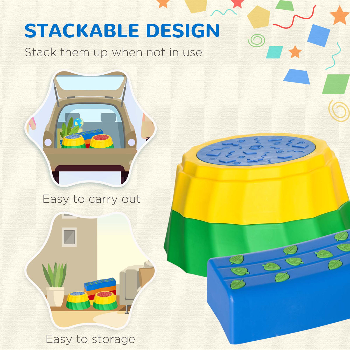8pcs Balance Beam for Kids, 4 Sensory Pads and 4 Beams with Non-slip Surface & Bottom, Stackable Stepping Stones Kids for Boys Girls 3-6 Years, Multicoloured-Toys & Games > Baby & Toddler Toys > Kids Gym & Playmats-DECOROLALA