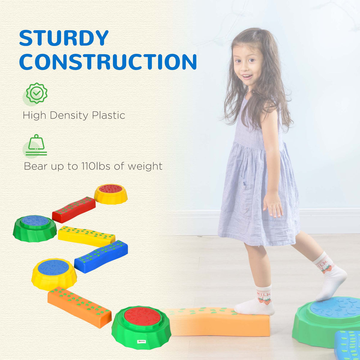 8pcs Balance Beam for Kids, 4 Sensory Pads and 4 Beams with Non-slip Surface & Bottom, Stackable Stepping Stones Kids for Boys Girls 3-6 Years, Multicoloured-Toys & Games > Baby & Toddler Toys > Kids Gym & Playmats-DECOROLALA