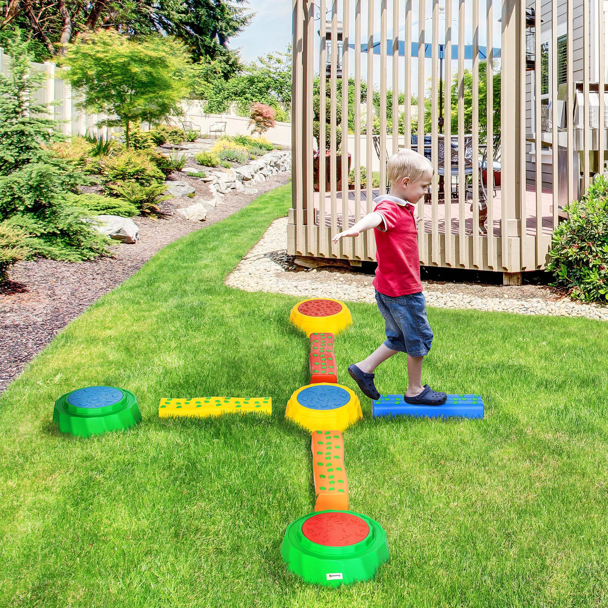 8pcs Balance Beam for Kids, 4 Sensory Pads and 4 Beams with Non-slip Surface & Bottom, Stackable Stepping Stones Kids for Boys Girls 3-6 Years, Multicoloured-Toys & Games > Baby & Toddler Toys > Kids Gym & Playmats-DECOROLALA