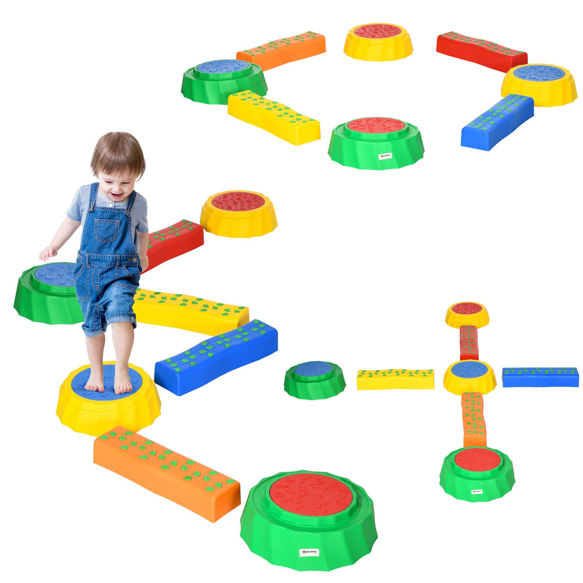8pcs Balance Beam for Kids, 4 Sensory Pads and 4 Beams with Non-slip Surface & Bottom, Stackable Stepping Stones Kids for Boys Girls 3-6 Years, Multicoloured-Toys & Games > Baby & Toddler Toys > Kids Gym & Playmats-DECOROLALA