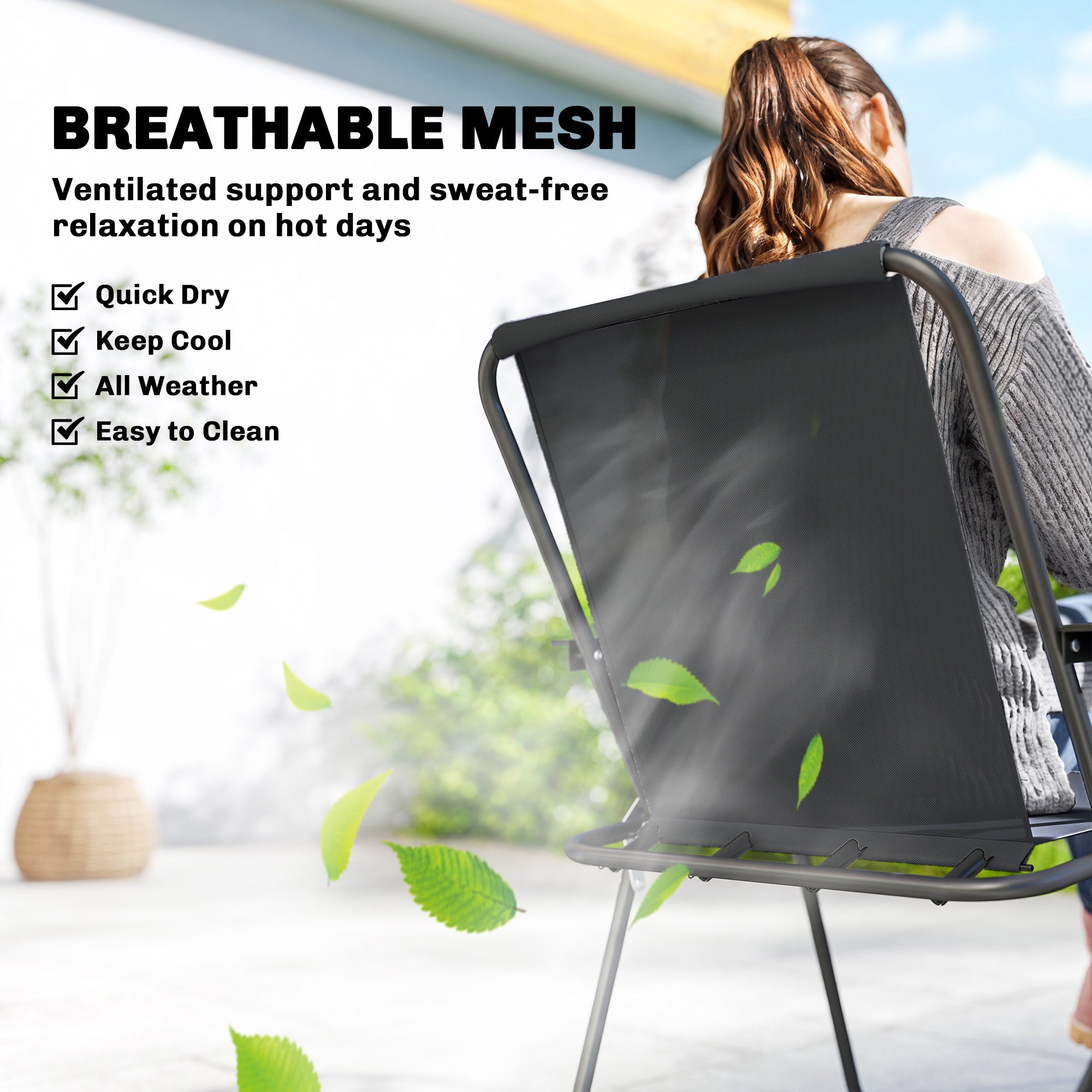 8-Piece Patio Dining Set with 6 Folding Chairs & Umbrella-DECOROLALA