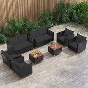 8 Pieces Outdoor Conversation Set with Storage Coffee Table-Black-Patio Conversation Sets-DECOROLALA