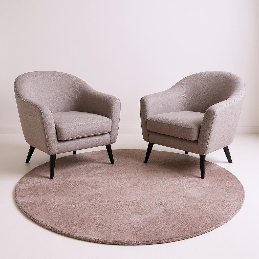 8' Pink Hand Woven Round Rug-Area Rugs-DECOROLALA