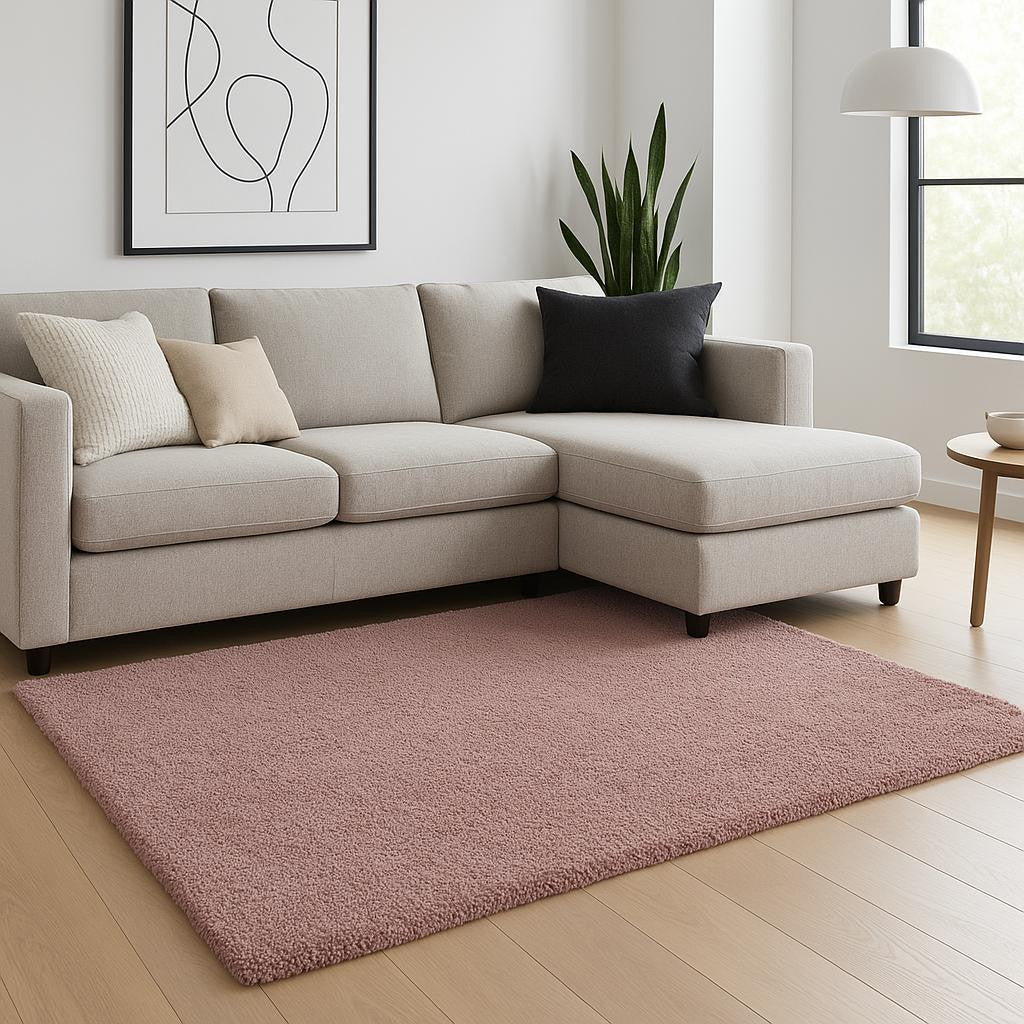 8' Pink Hand Woven Round Rug-Area Rugs-DECOROLALA