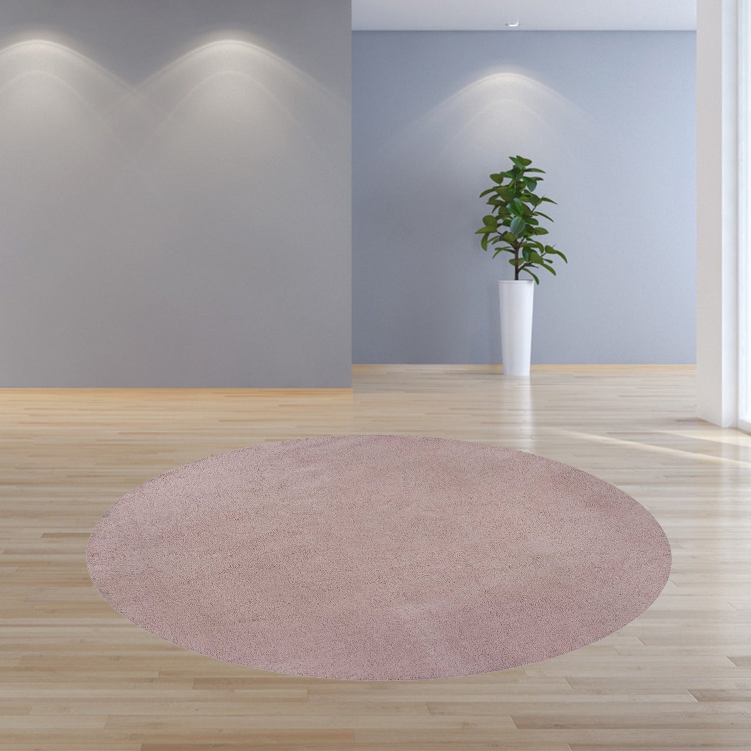 8' Pink Hand Woven Round Rug-Area Rugs-DECOROLALA