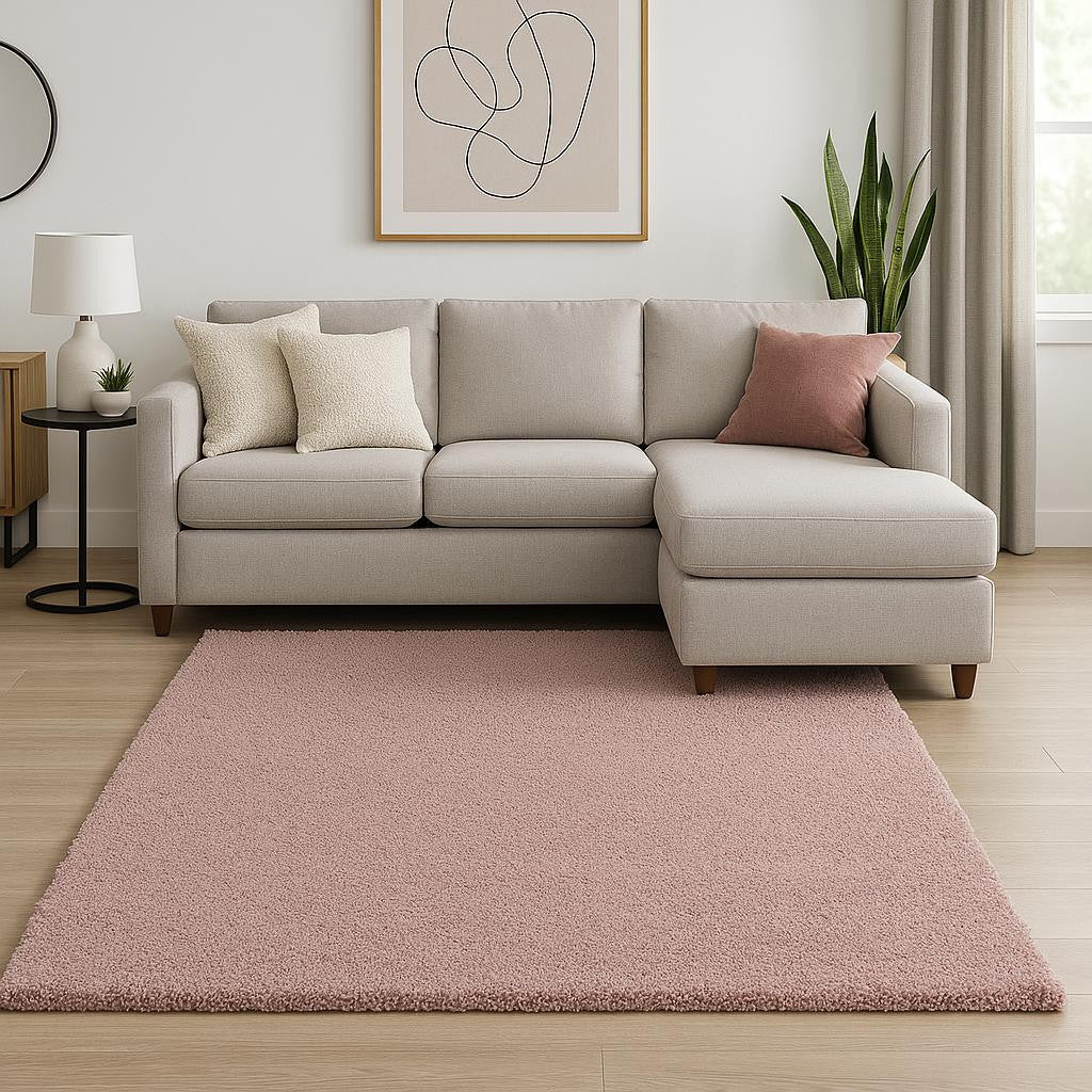 8' Pink Hand Woven Round Rug-Area Rugs-DECOROLALA