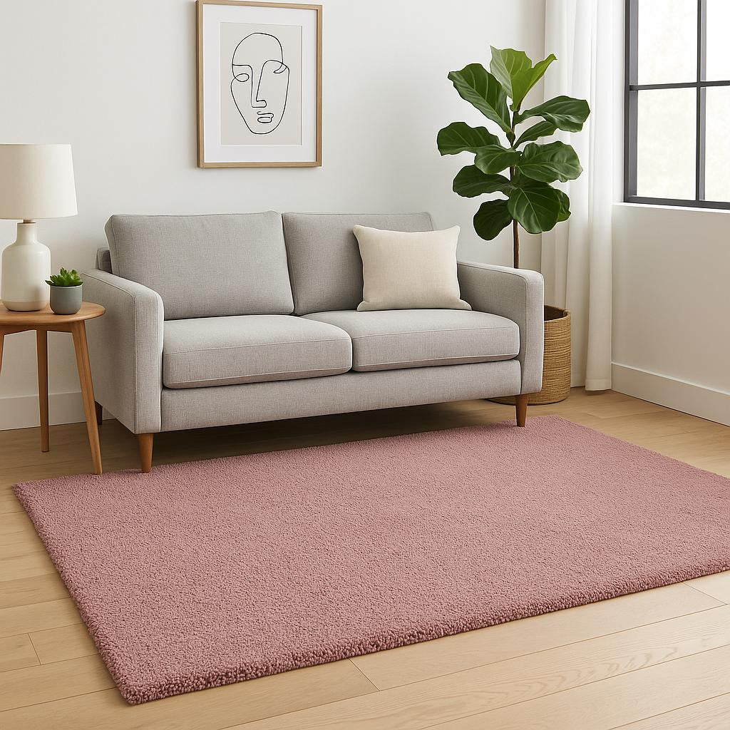 8' Pink Hand Woven Round Rug-Area Rugs-DECOROLALA