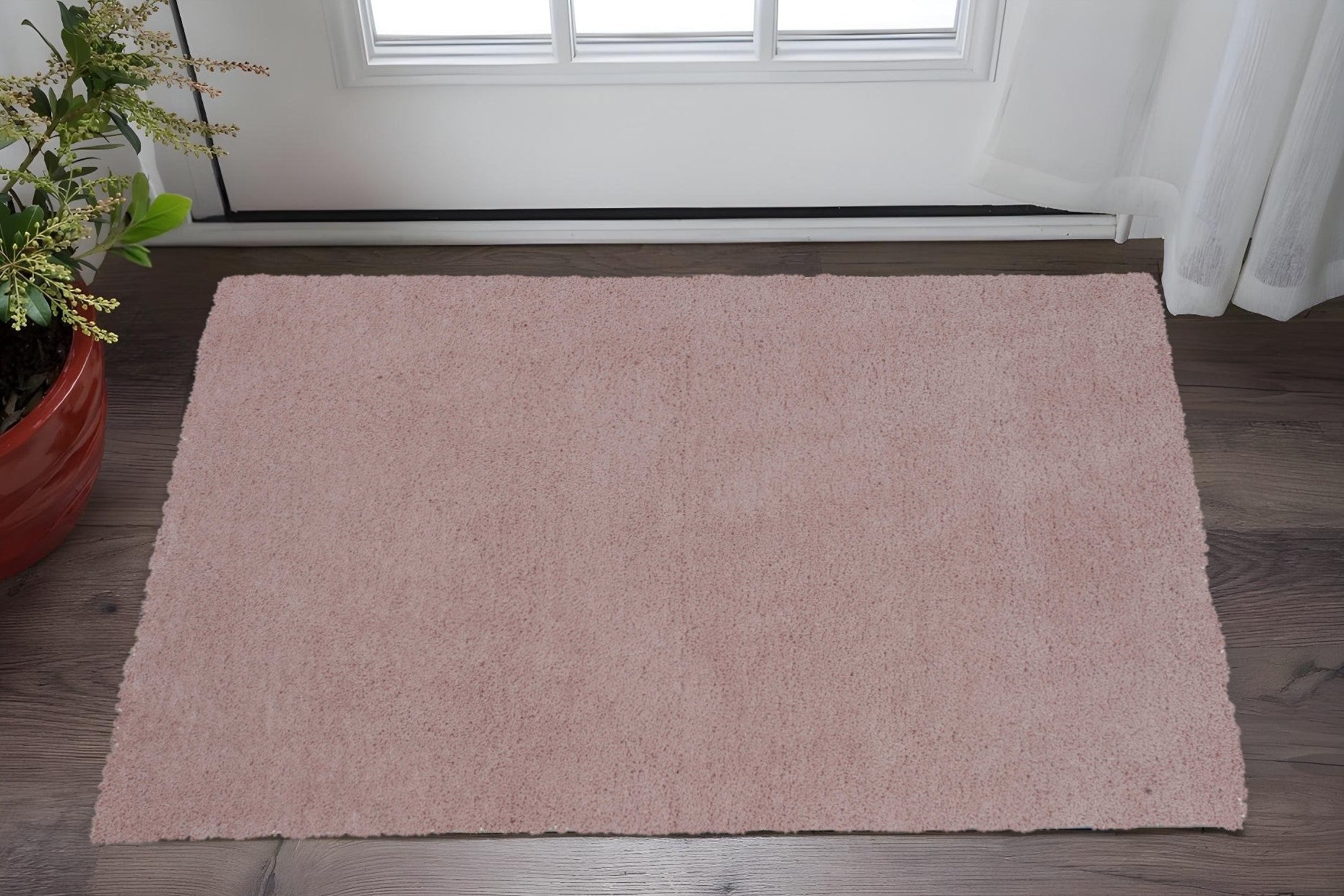 8' Pink Hand Woven Round Rug-Area Rugs-DECOROLALA