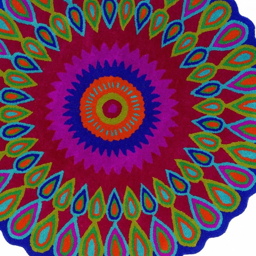 8' Pink Wool Hand Tufted Round Rug-Area Rugs-DECOROLALA