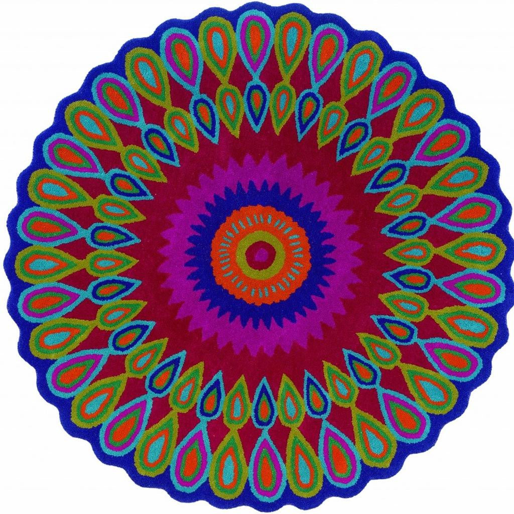 8' Pink Wool Hand Tufted Round Rug-Area Rugs-DECOROLALA