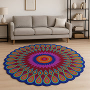 8' Pink Wool Hand Tufted Round Rug-Area Rugs-DECOROLALA