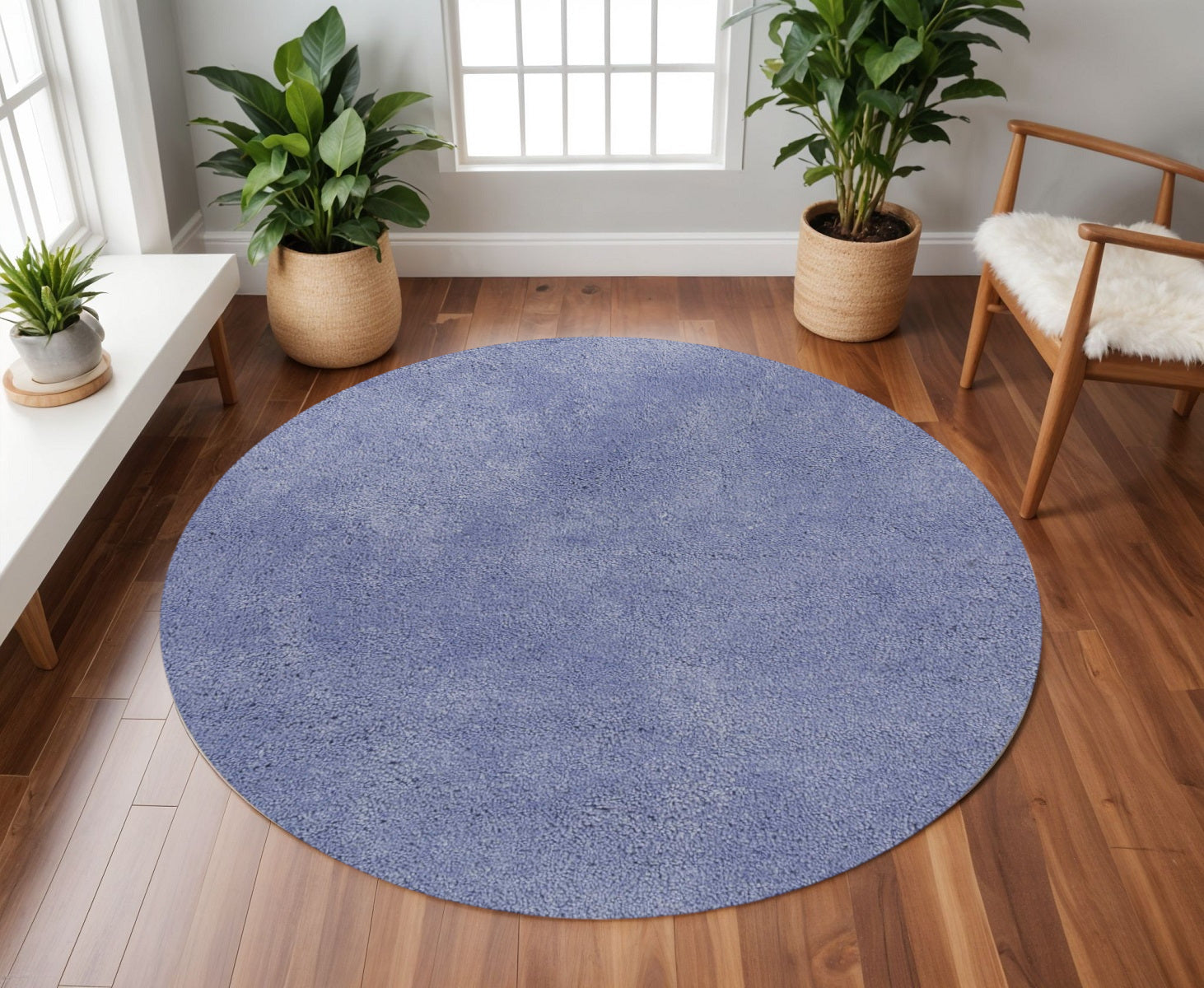8' Purple Hand Woven Round Rug-Area Rugs-DECOROLALA