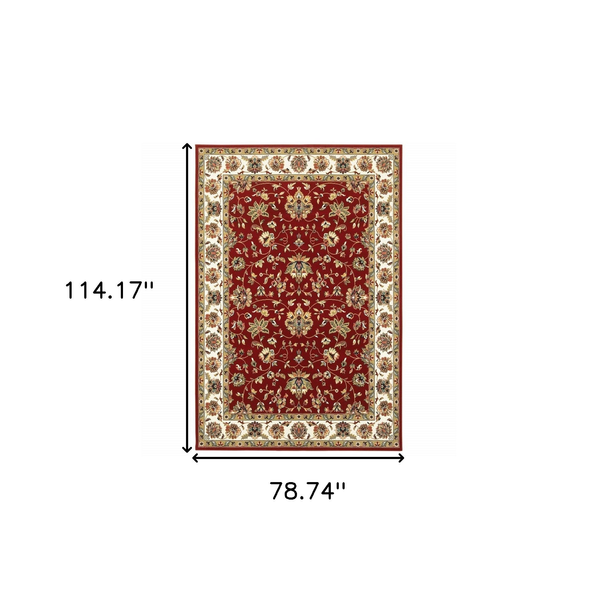 8' Red And Ivory Runner Rug-Area Rugs-DECOROLALA