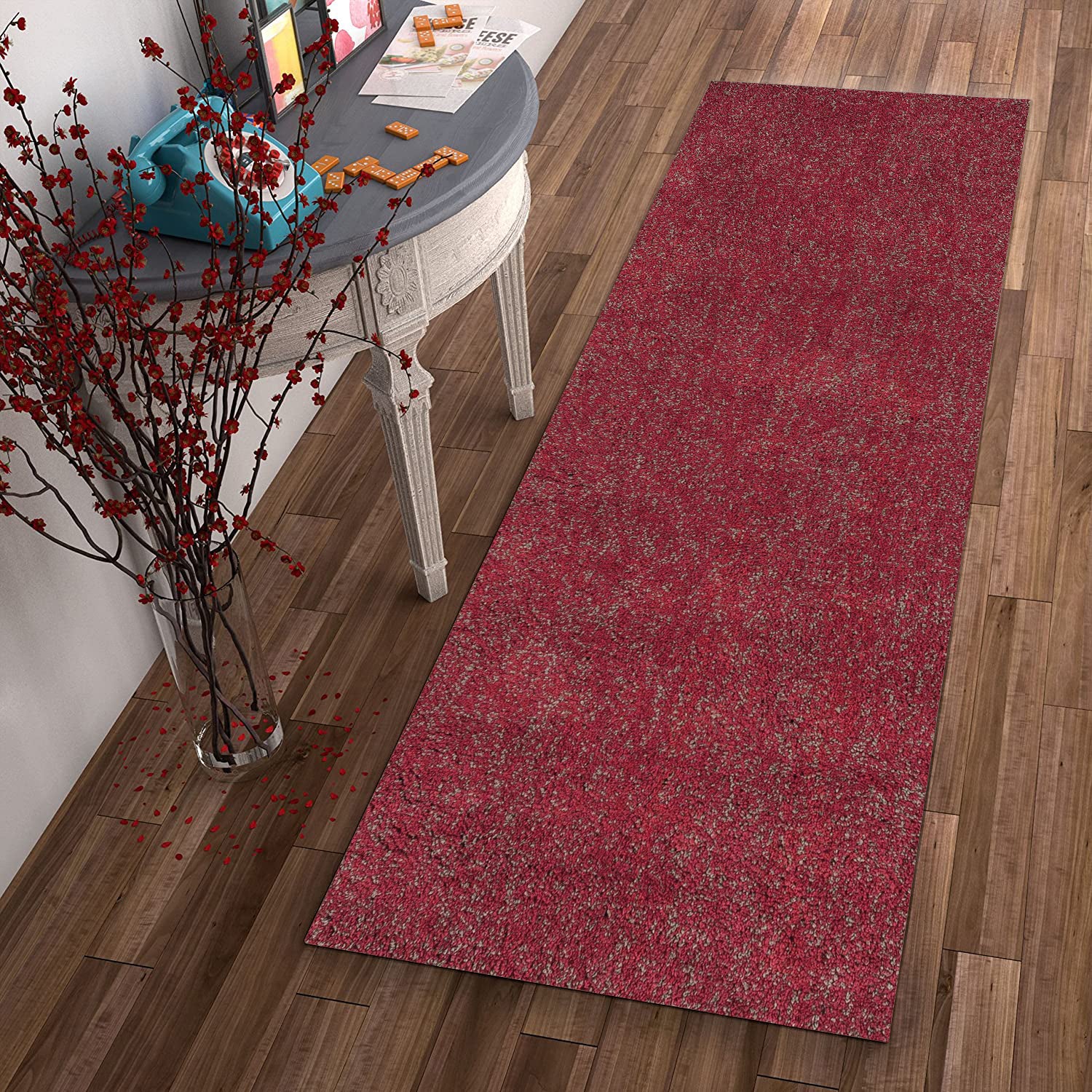 8' Red Hand Woven Round Rug-Area Rugs-DECOROLALA