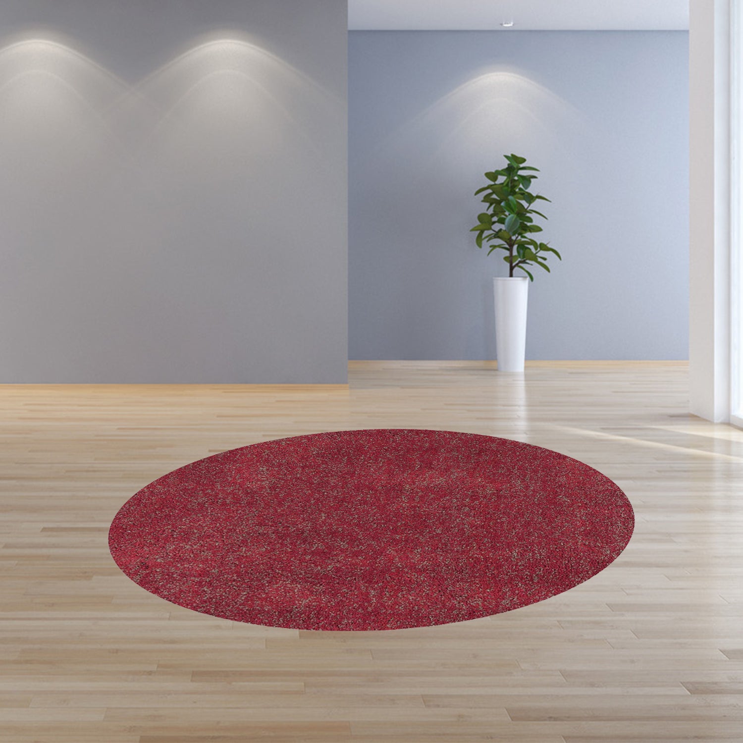 8' Red Hand Woven Round Rug-Area Rugs-DECOROLALA
