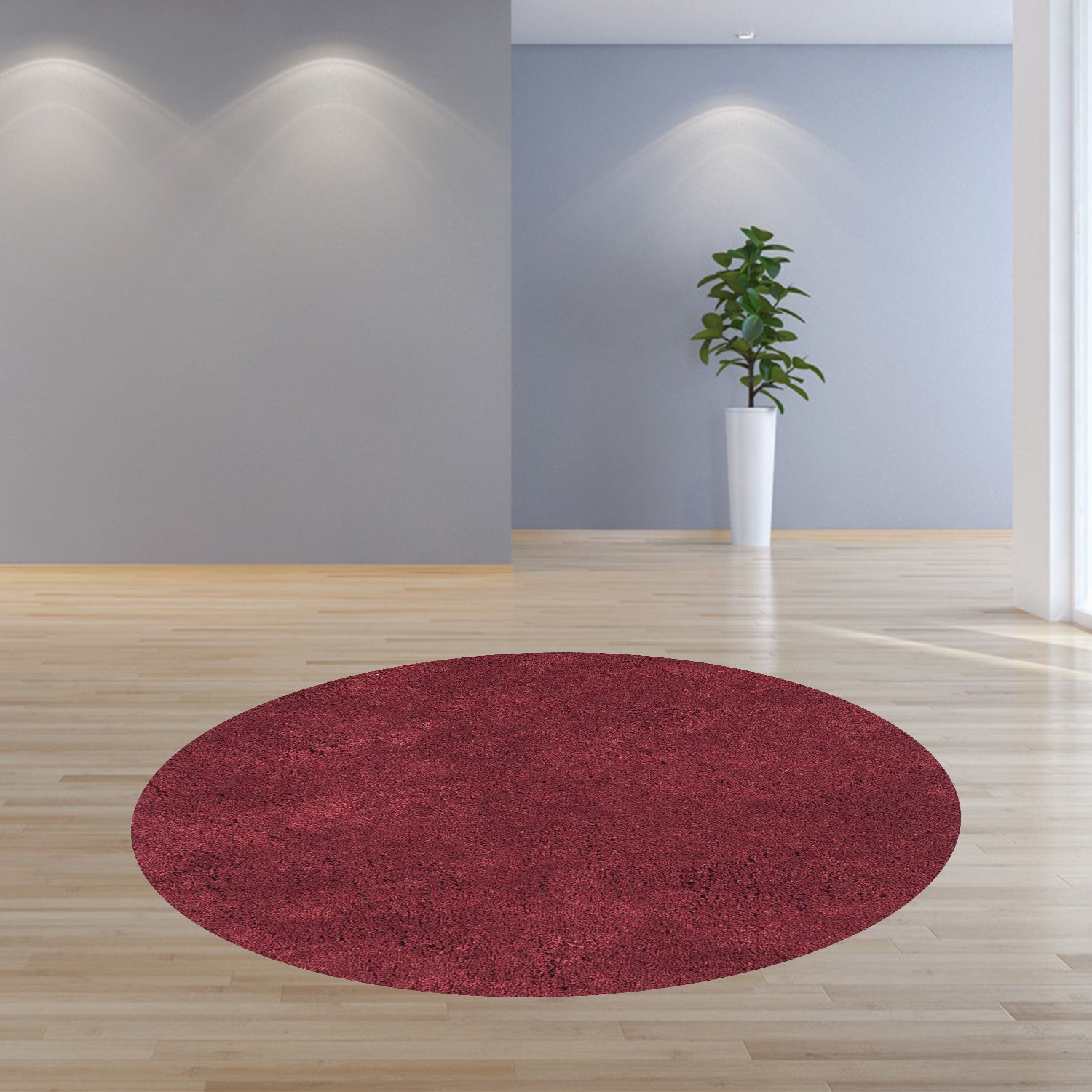 8' Red Hand Woven Round Rug-Area Rugs-DECOROLALA