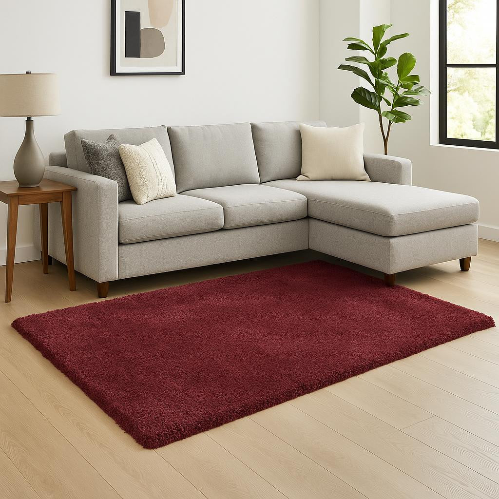 8' Red Hand Woven Round Rug-Area Rugs-DECOROLALA