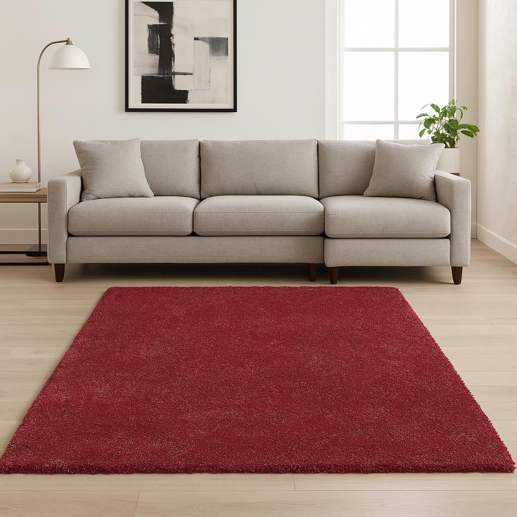 8' Red Hand Woven Round Rug-Area Rugs-DECOROLALA