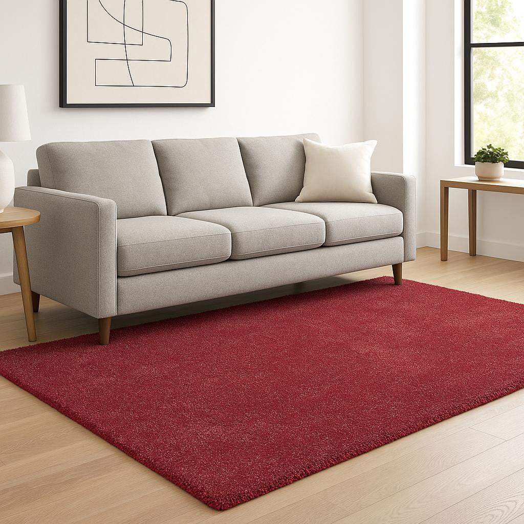 8' Red Hand Woven Round Rug-Area Rugs-DECOROLALA