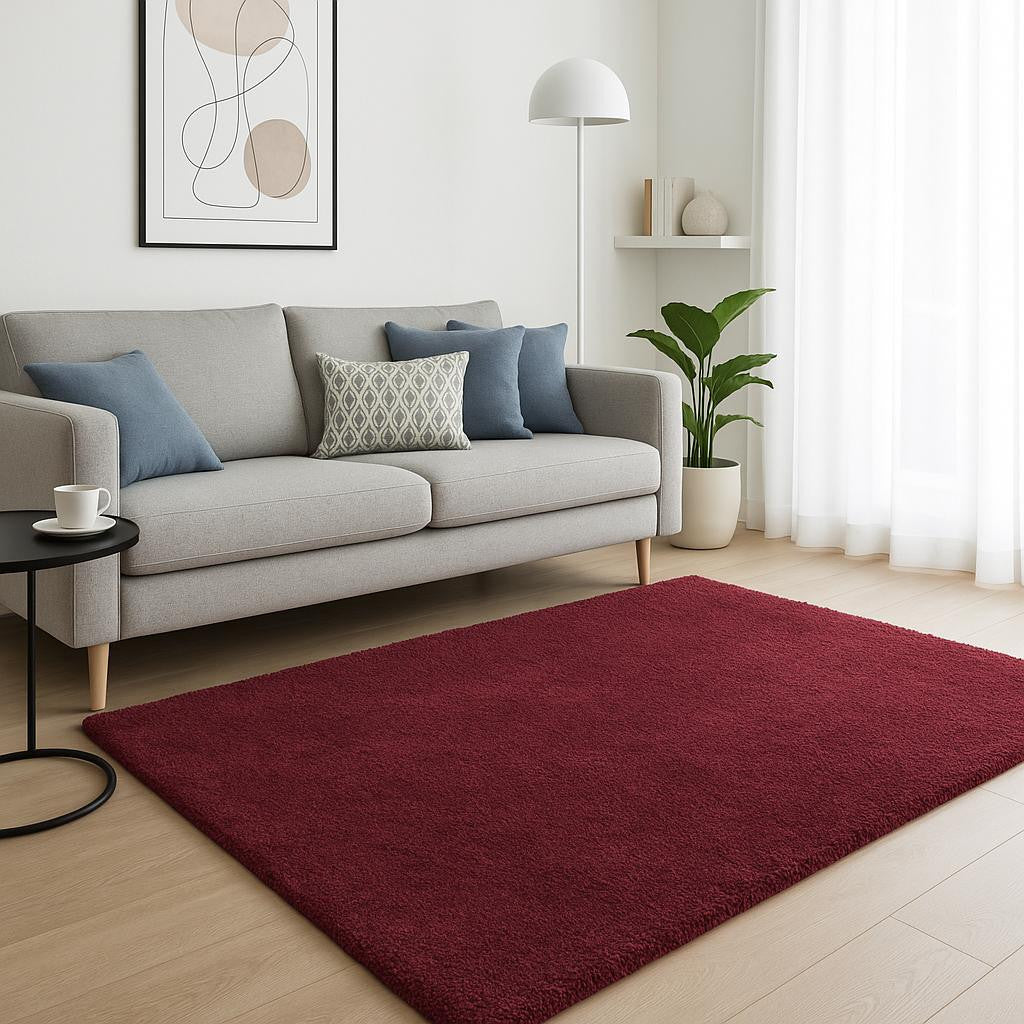 8' Red Hand Woven Round Rug-Area Rugs-DECOROLALA