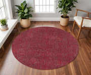 8' Red Hand Woven Round Rug-Area Rugs-DECOROLALA