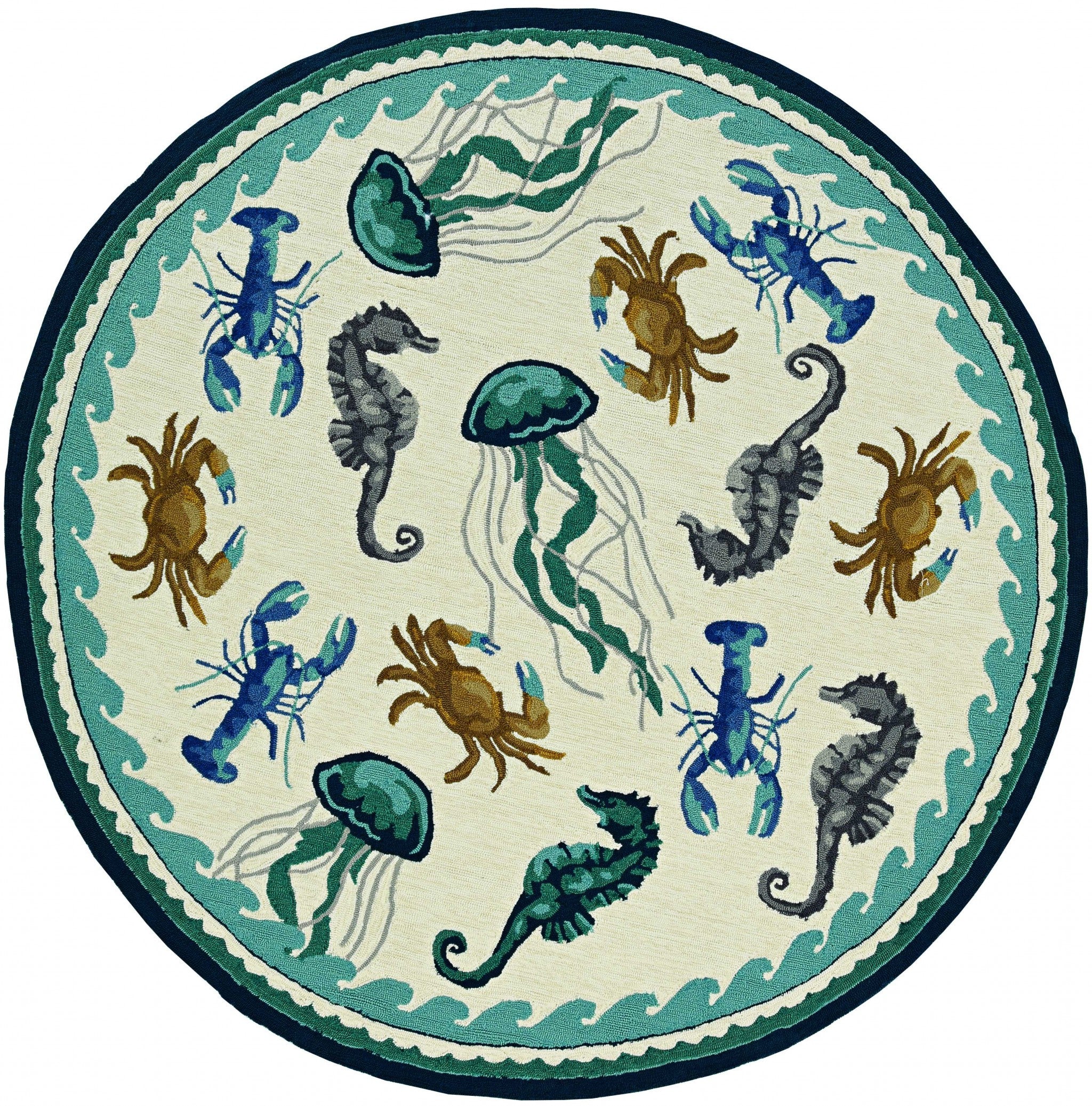 8' Round Hand Tufted Area Rug With UV Protection-Area Rugs-DECOROLALA