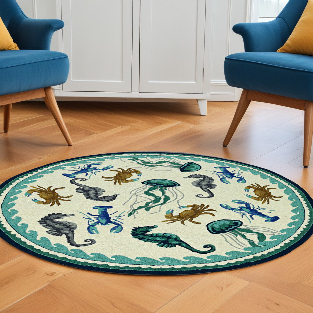 8' Round Hand Tufted Area Rug With UV Protection-Area Rugs-DECOROLALA