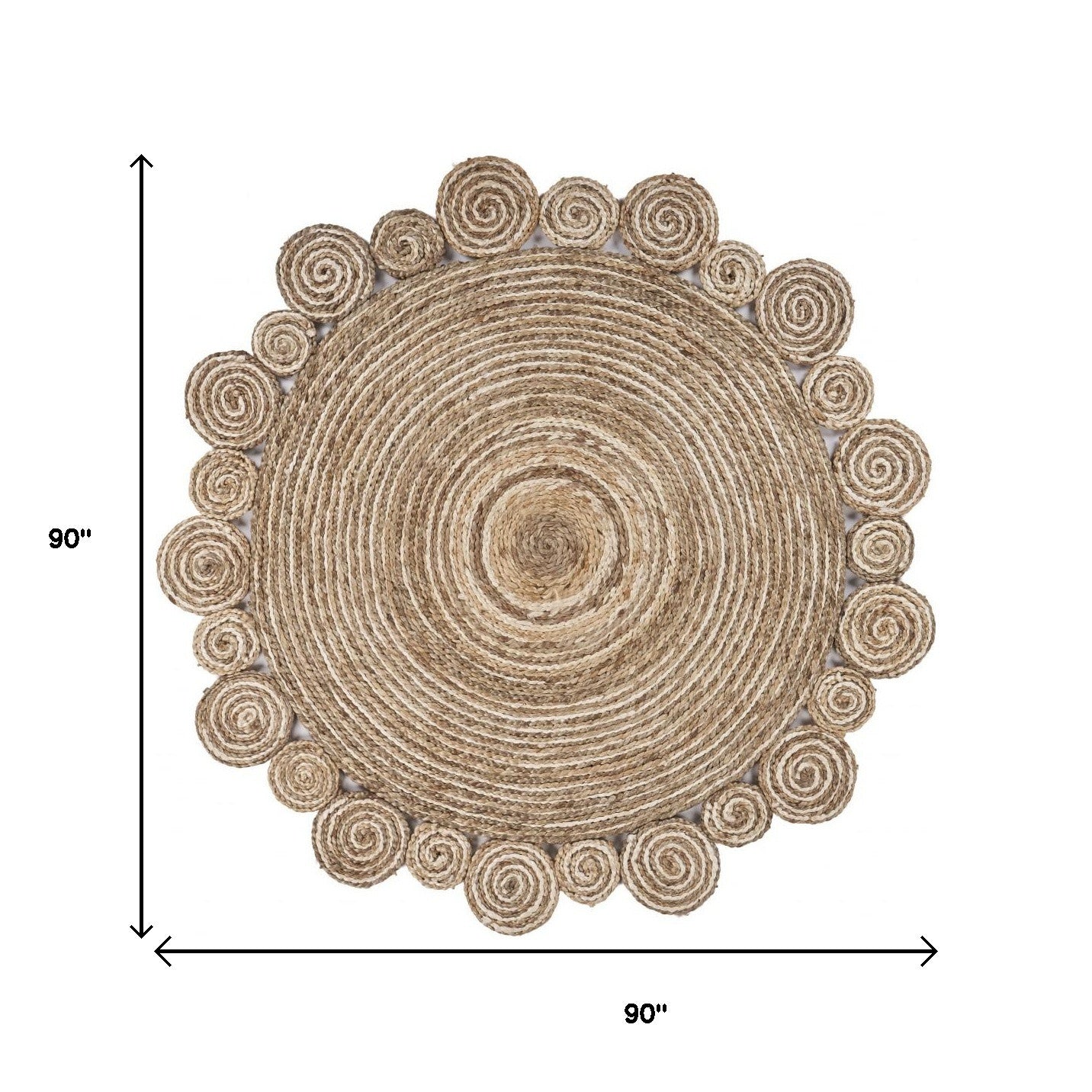 8’ Round Natural Coiled Area Rug-Area Rugs-DECOROLALA