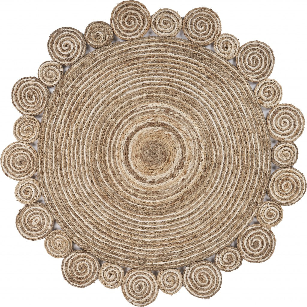 8’ Round Natural Coiled Area Rug-Area Rugs-DECOROLALA