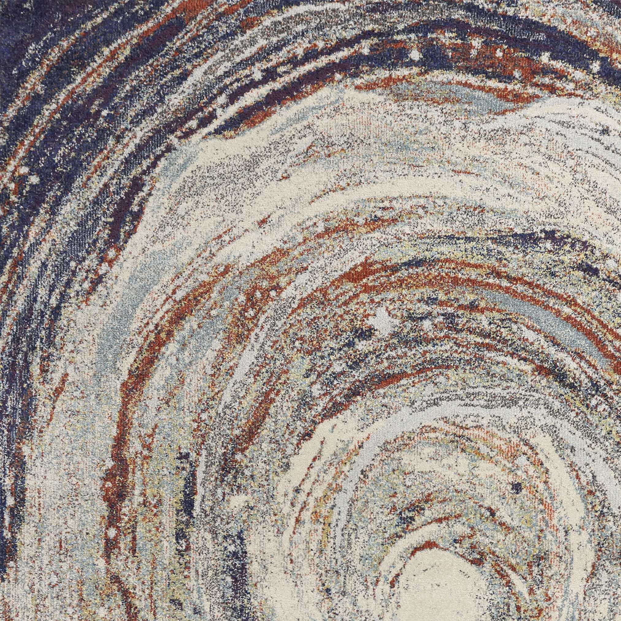 8' Sage Brown And Ivory Floral Medallion Round Rug-Area Rugs-DECOROLALA