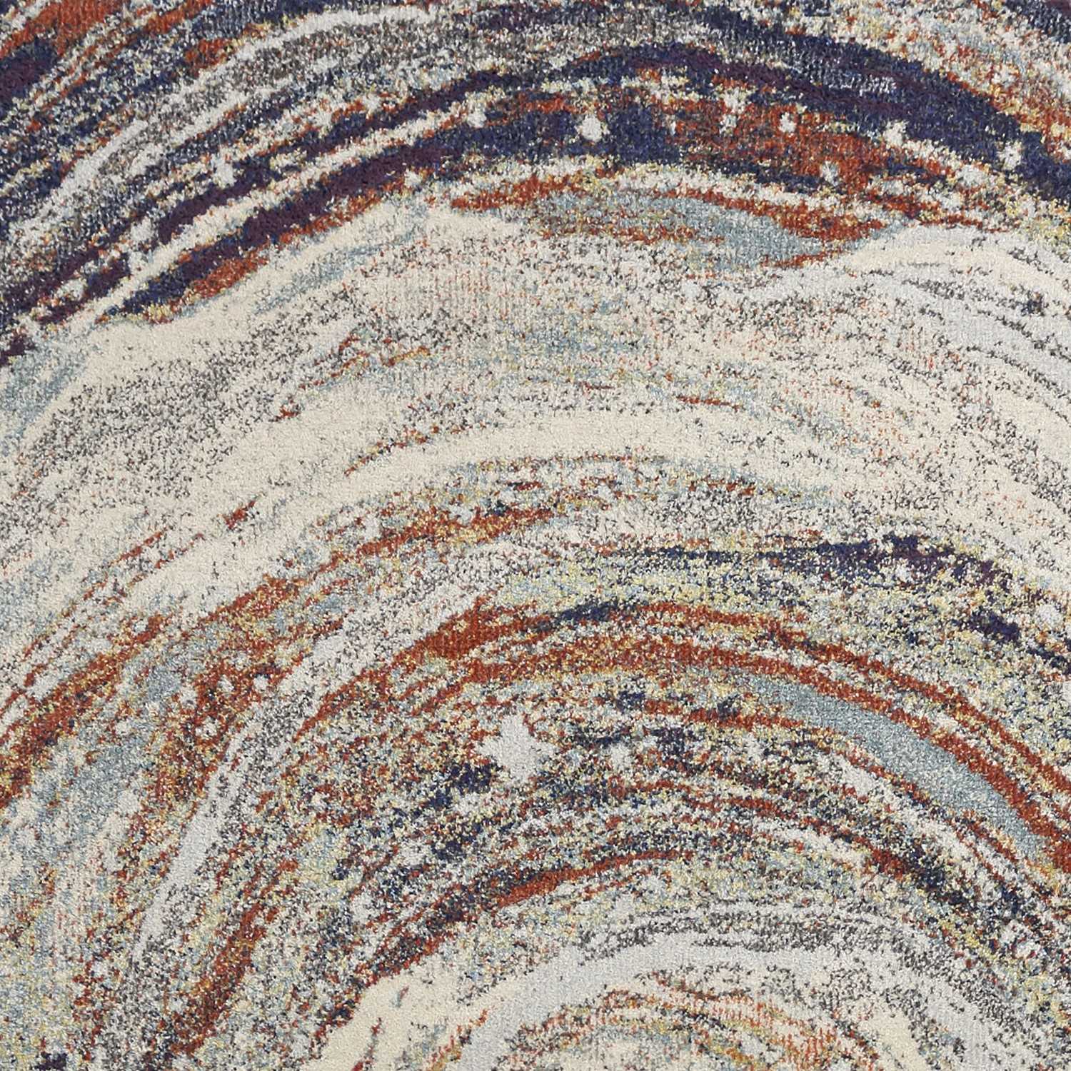 8' Sage Brown And Ivory Floral Medallion Round Rug-Area Rugs-DECOROLALA