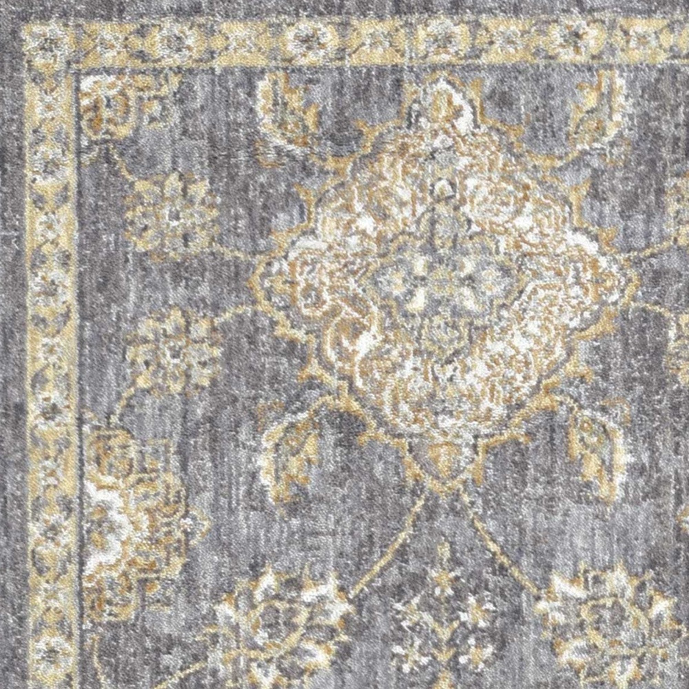 8' Sage Orange And White Wool Floral Distressed Runner Rug-Area Rugs-DECOROLALA