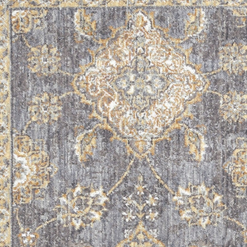 8' Sage Orange And White Wool Floral Distressed Runner Rug-Area Rugs-DECOROLALA