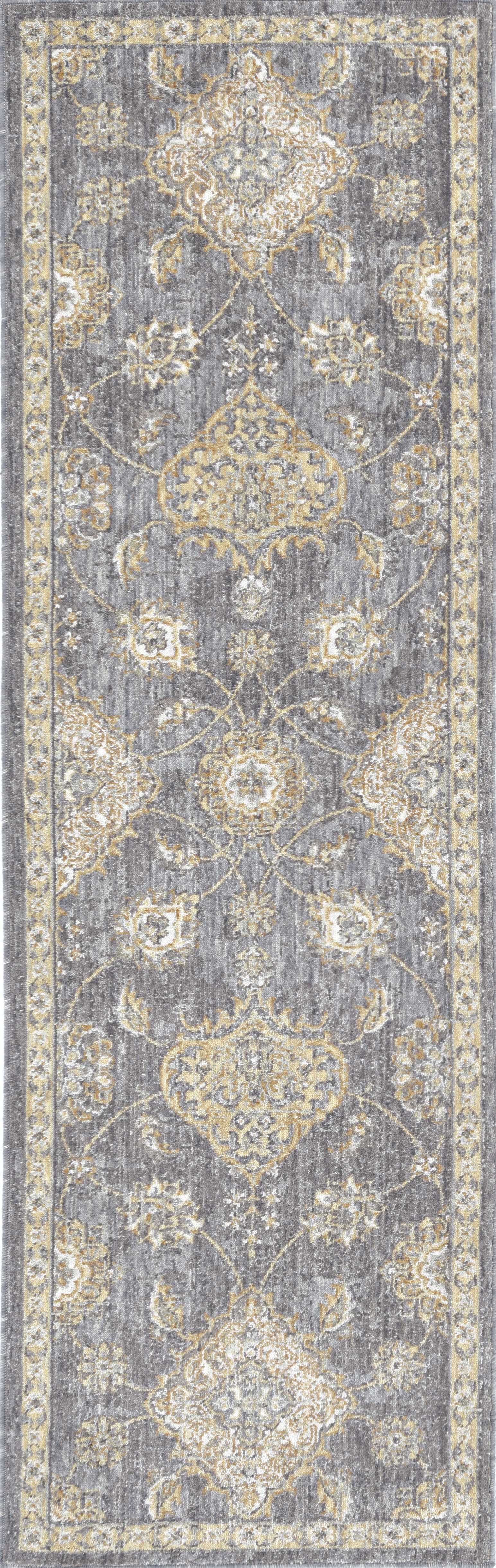 8' Sage Orange And White Wool Floral Distressed Runner Rug-Area Rugs-DECOROLALA