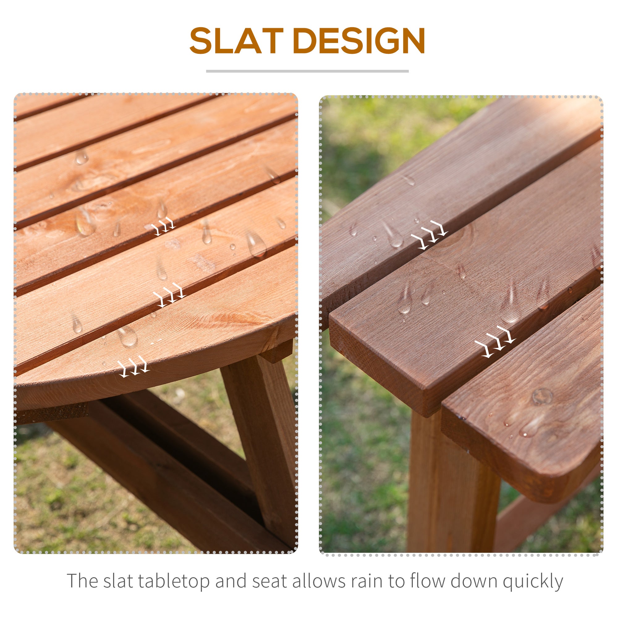 8-Seater Wooden Pub Bench & Round Table Set, Outdoor Patio Dining - Brown-DECOROLALA