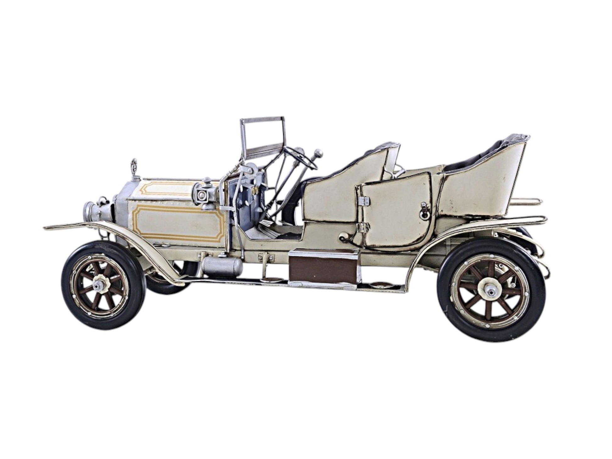 8" Silver Metal Hand Painted Model Car Tabletop Sculpture-Sculptures-DECOROLALA