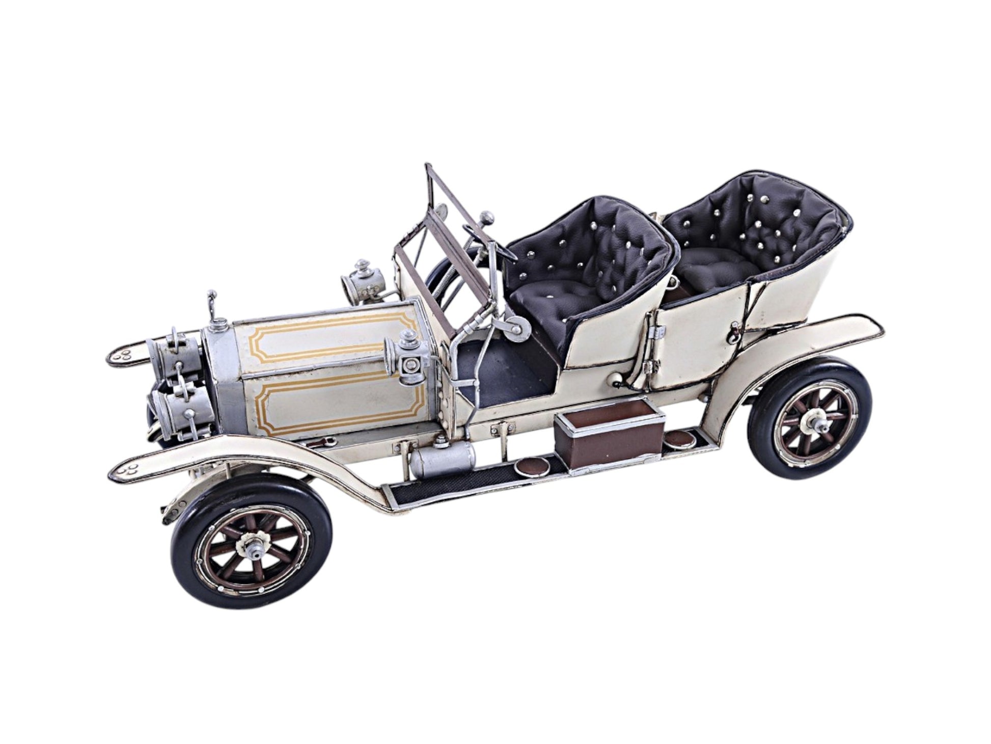 8" Silver Metal Hand Painted Model Car Tabletop Sculpture-Sculptures-DECOROLALA