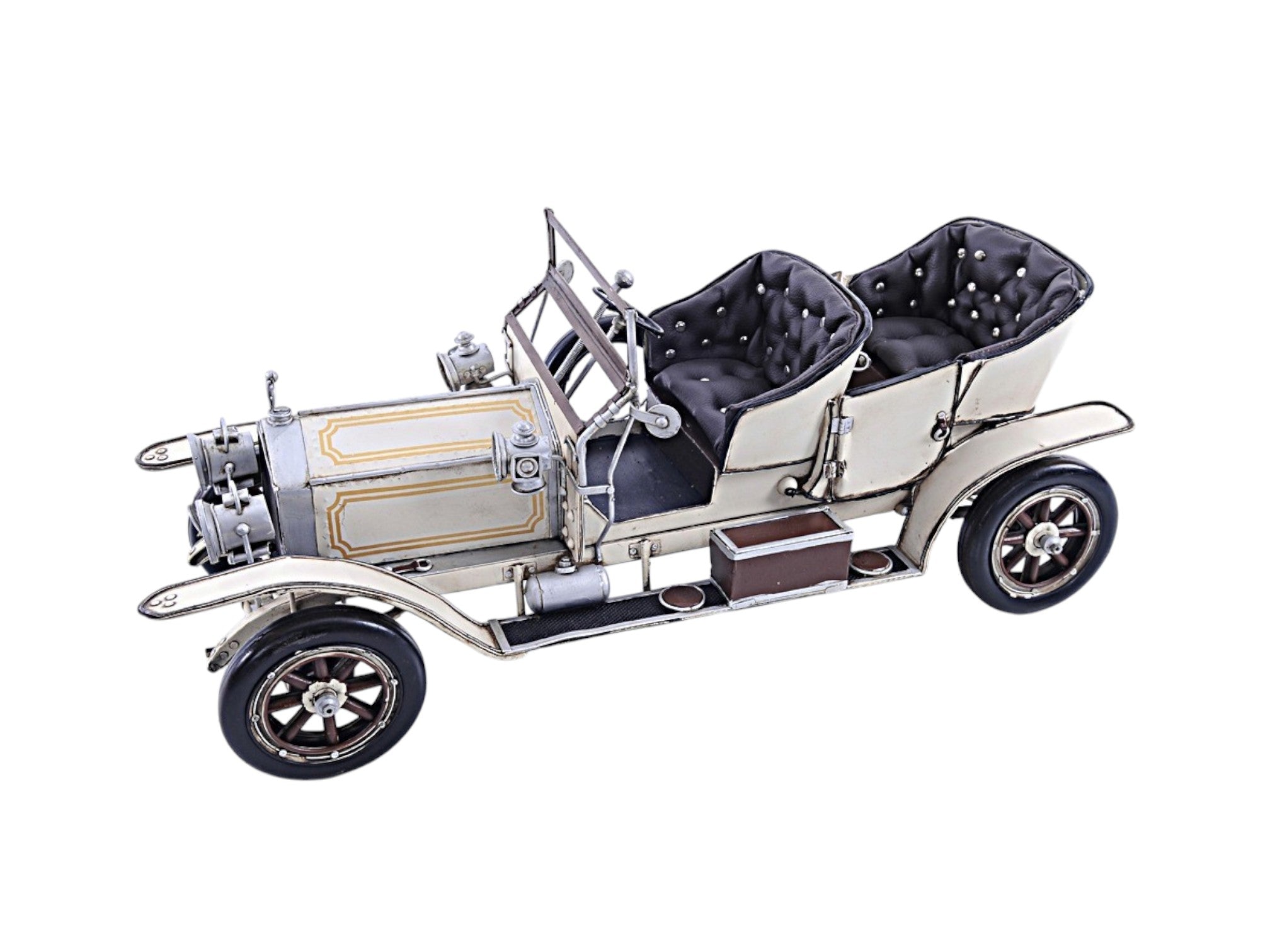 8" Silver Metal Hand Painted Model Car Tabletop Sculpture-Sculptures-DECOROLALA