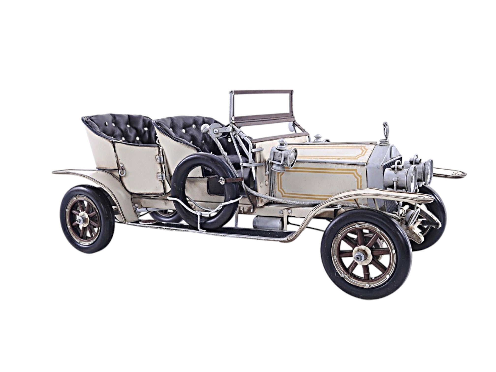 8" Silver Metal Hand Painted Model Car Tabletop Sculpture-Sculptures-DECOROLALA