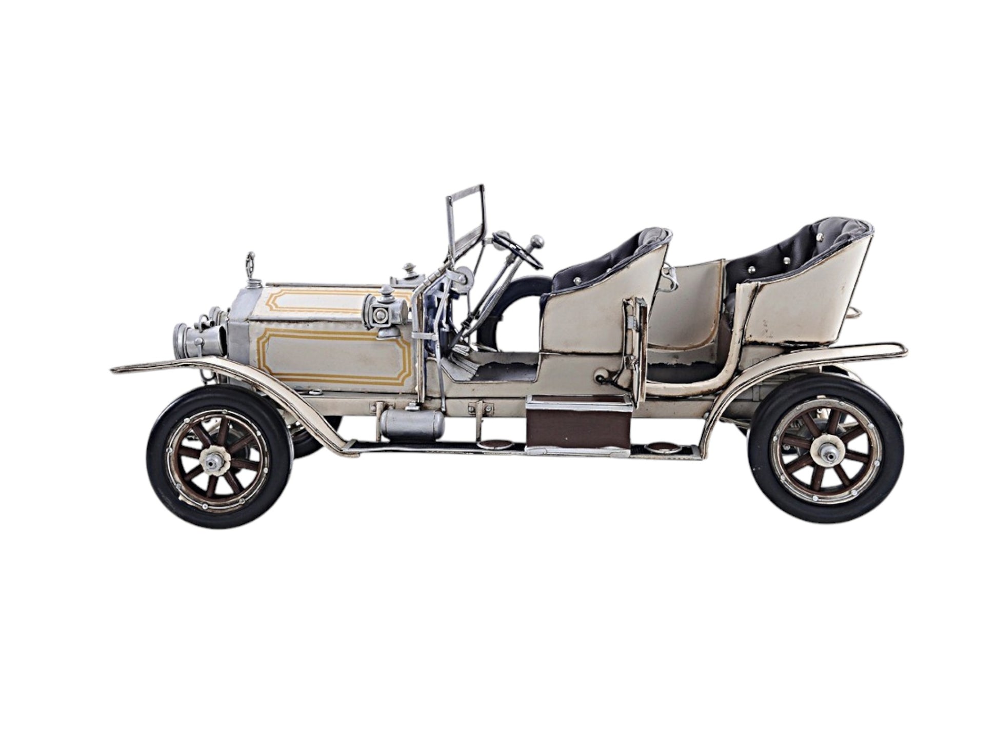 8" Silver Metal Hand Painted Model Car Tabletop Sculpture-Sculptures-DECOROLALA