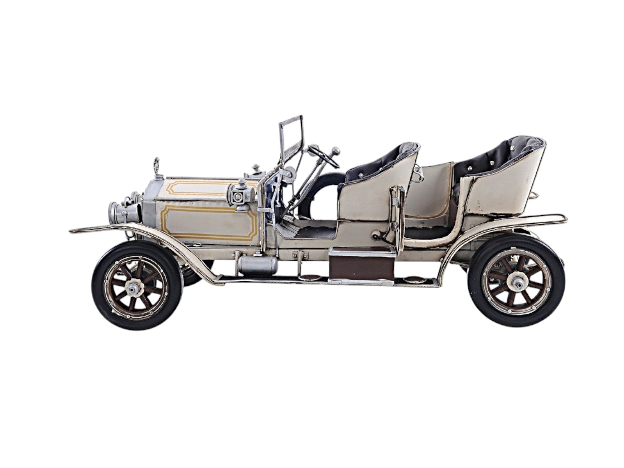 8" Silver Metal Hand Painted Model Car Tabletop Sculpture-Sculptures-DECOROLALA