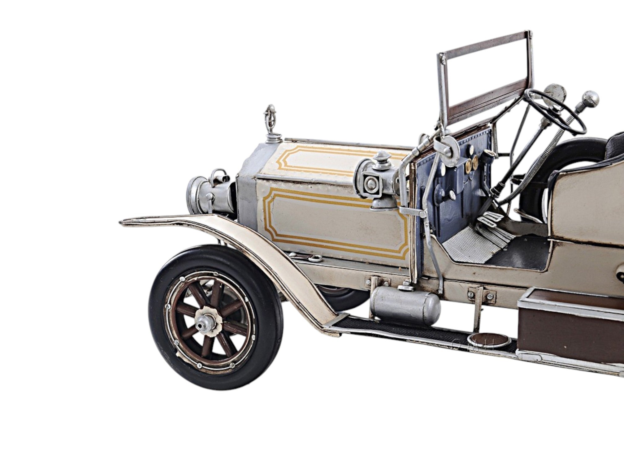 8" Silver Metal Hand Painted Model Car Tabletop Sculpture-Sculptures-DECOROLALA