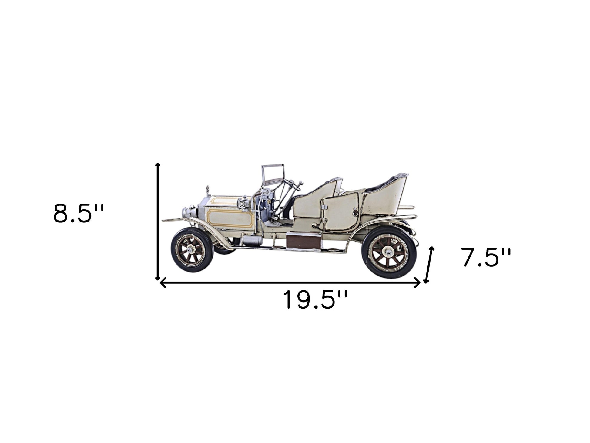 8" Silver Metal Hand Painted Model Car Tabletop Sculpture-Sculptures-DECOROLALA