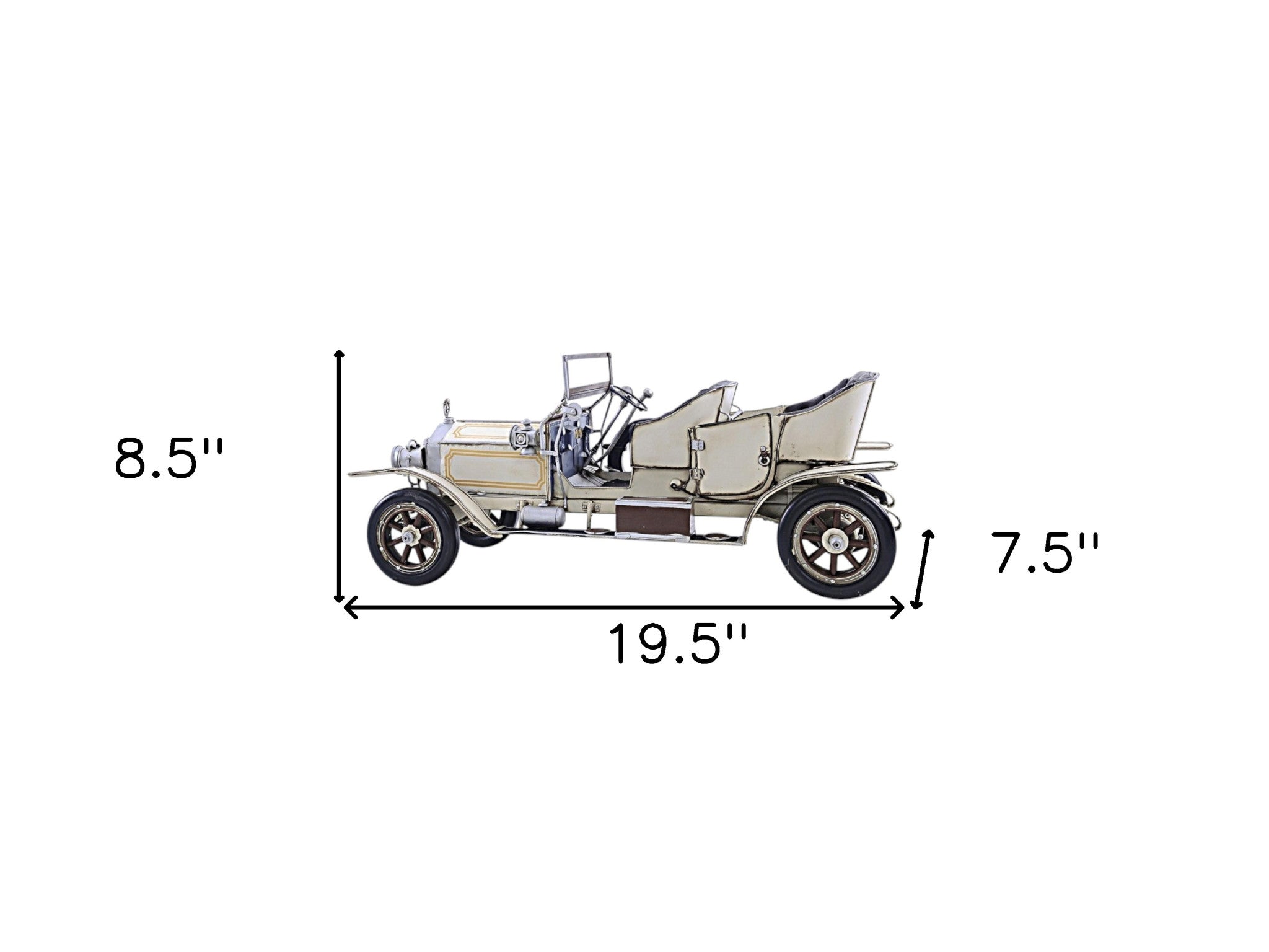 8" Silver Metal Hand Painted Model Car Tabletop Sculpture-Sculptures-DECOROLALA