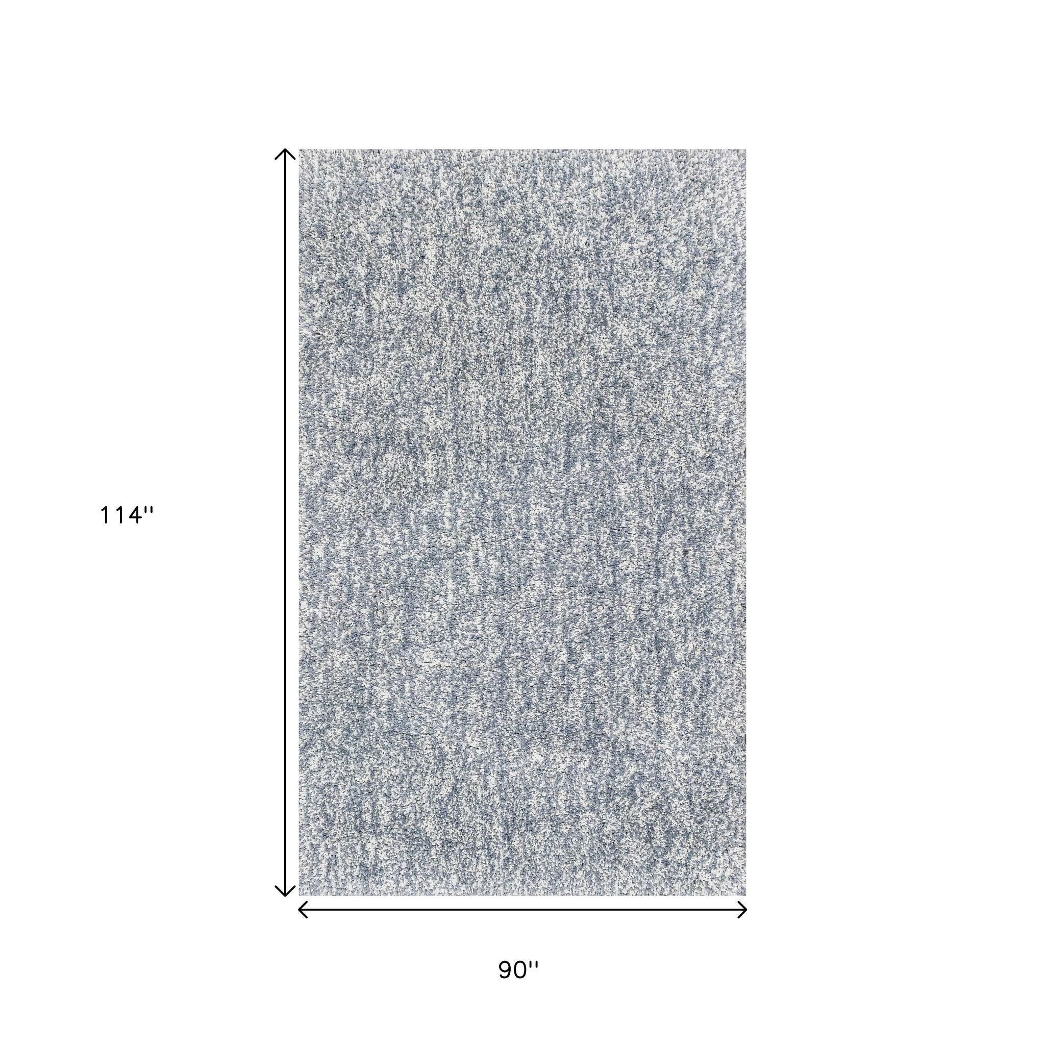 8' Slate Blue And Ivory Abstract Hand Woven Round Rug-Area Rugs-DECOROLALA