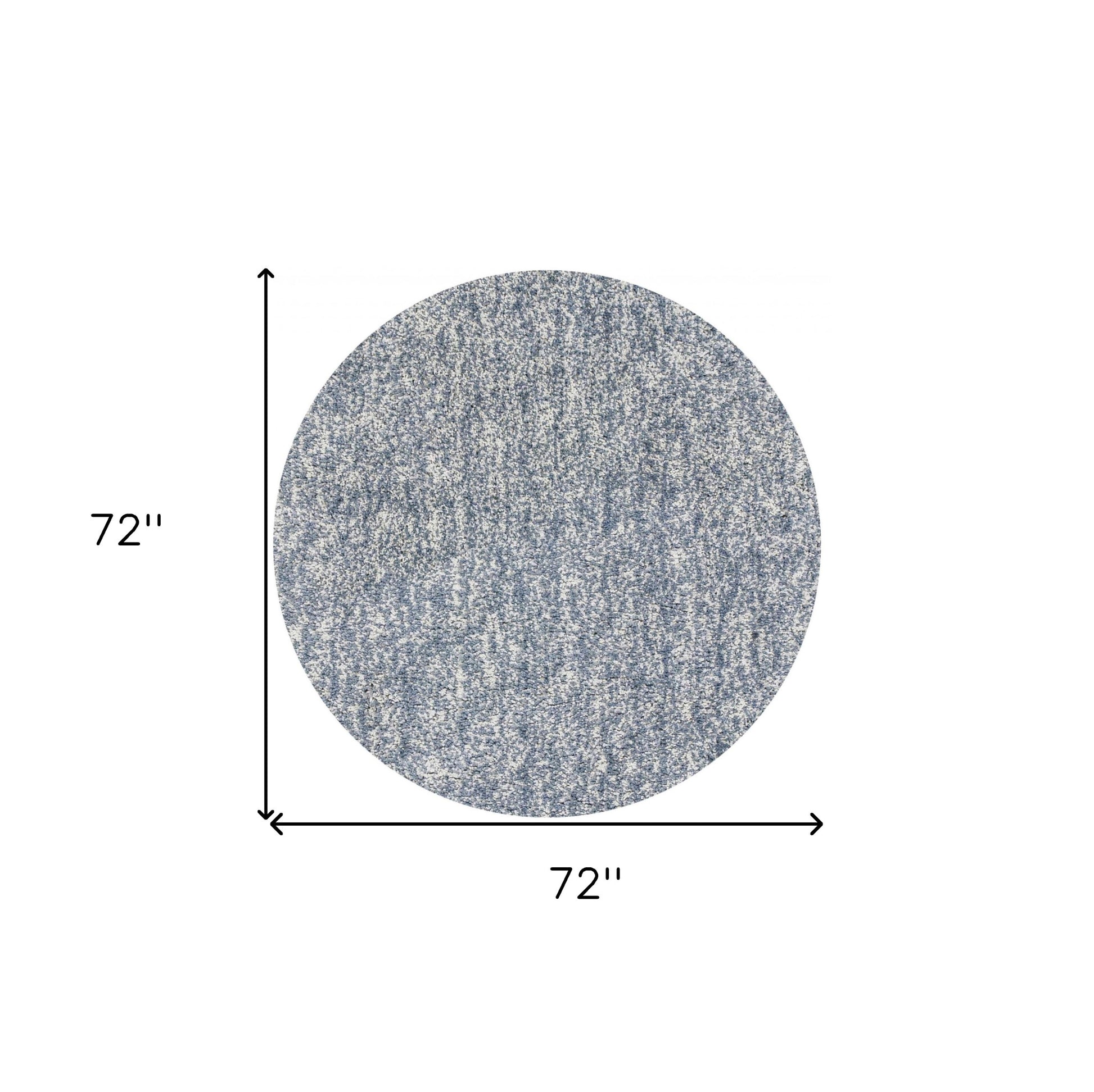 8' Slate Blue And Ivory Abstract Hand Woven Round Rug-Area Rugs-DECOROLALA