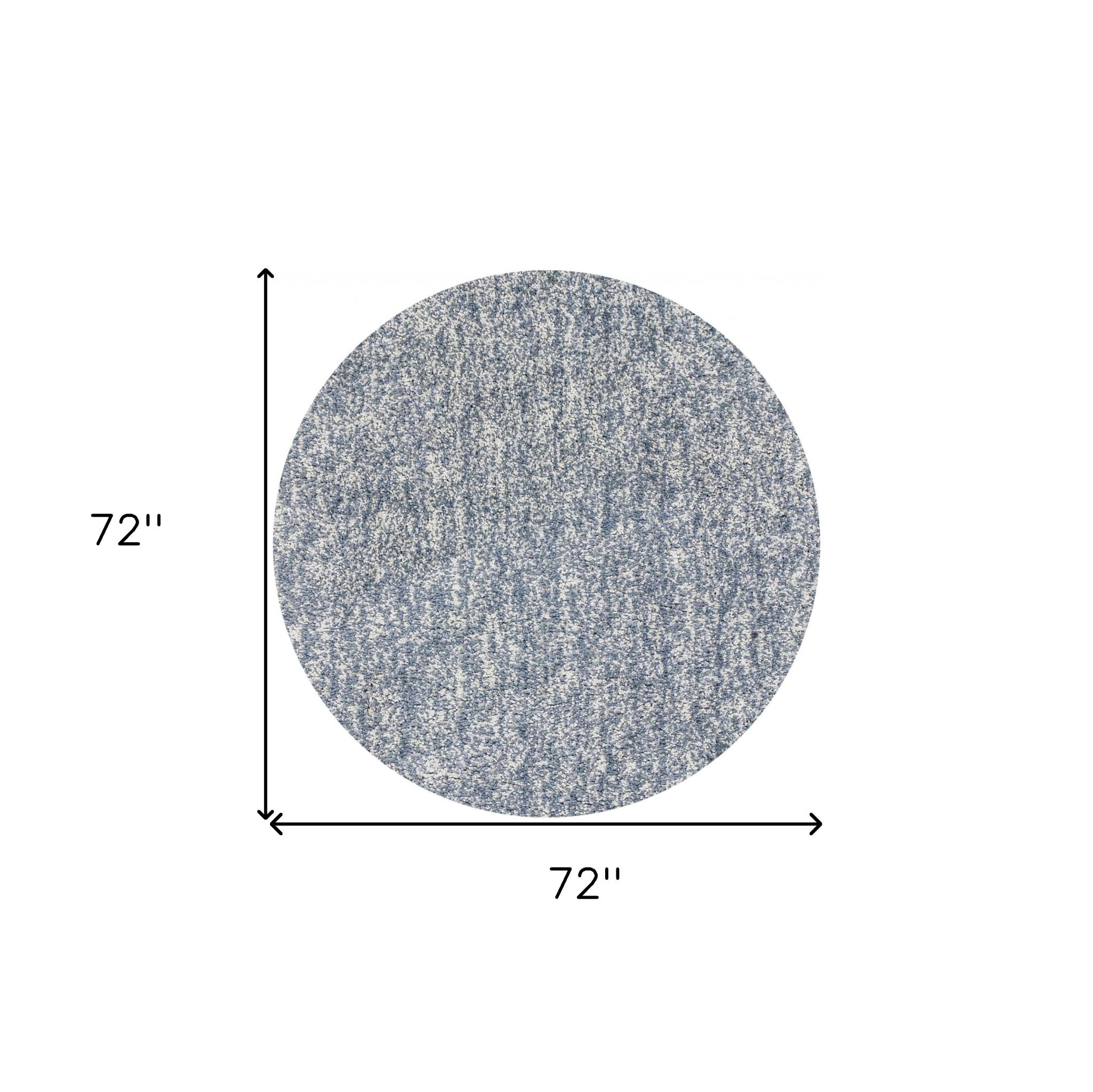 8' Slate Blue And Ivory Abstract Hand Woven Round Rug-Area Rugs-DECOROLALA