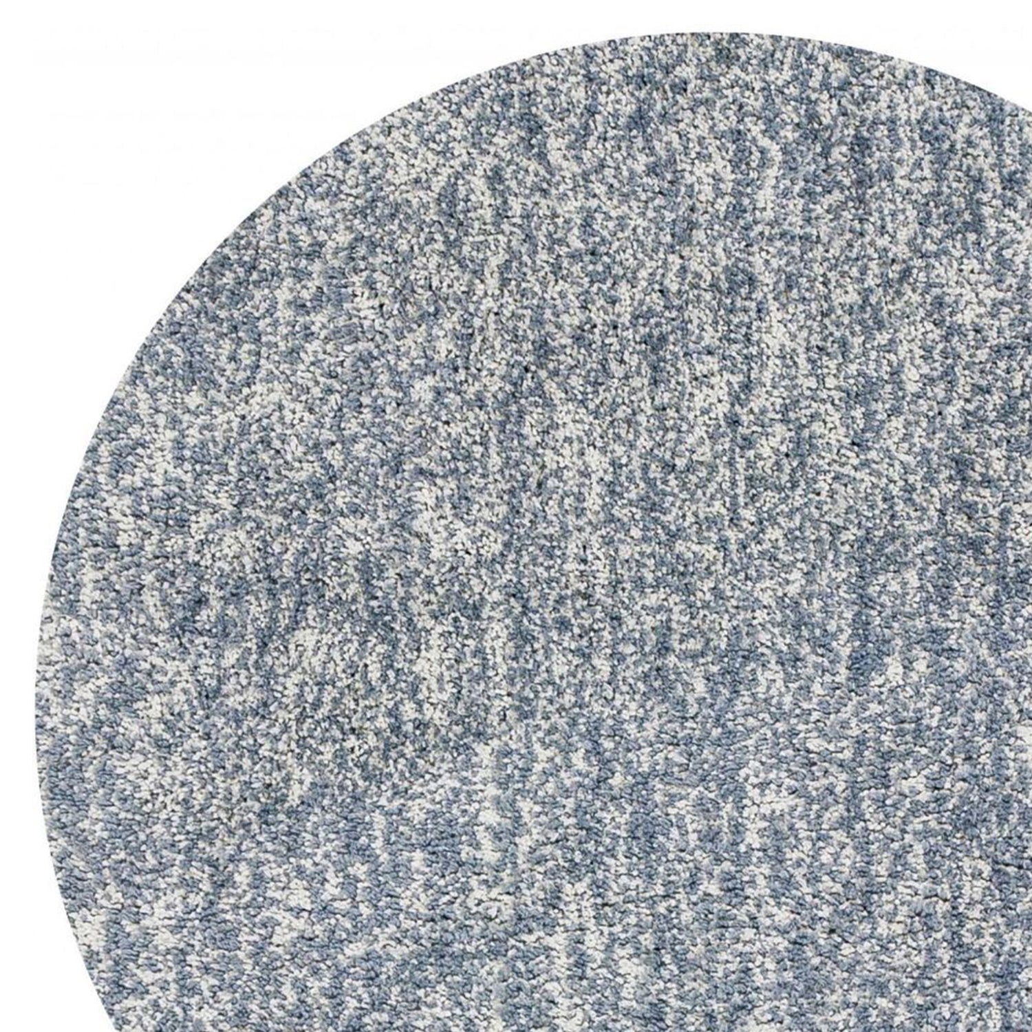 8' Slate Blue And Ivory Abstract Hand Woven Round Rug-Area Rugs-DECOROLALA
