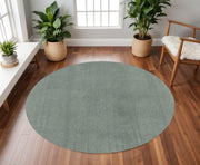 8' Slate Blue Hand Woven Round Rug-Area Rugs-DECOROLALA
