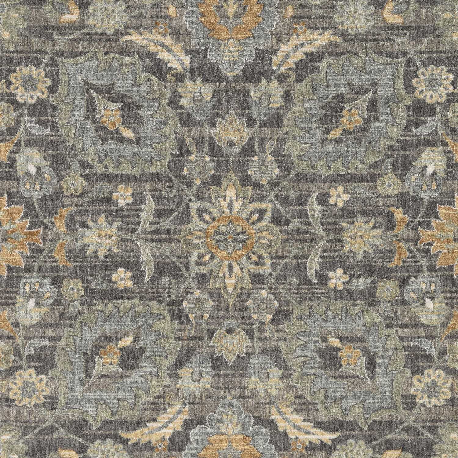 8' Taupe Orange And Gray Wool Floral Distressed Runner Rug-Area Rugs-DECOROLALA